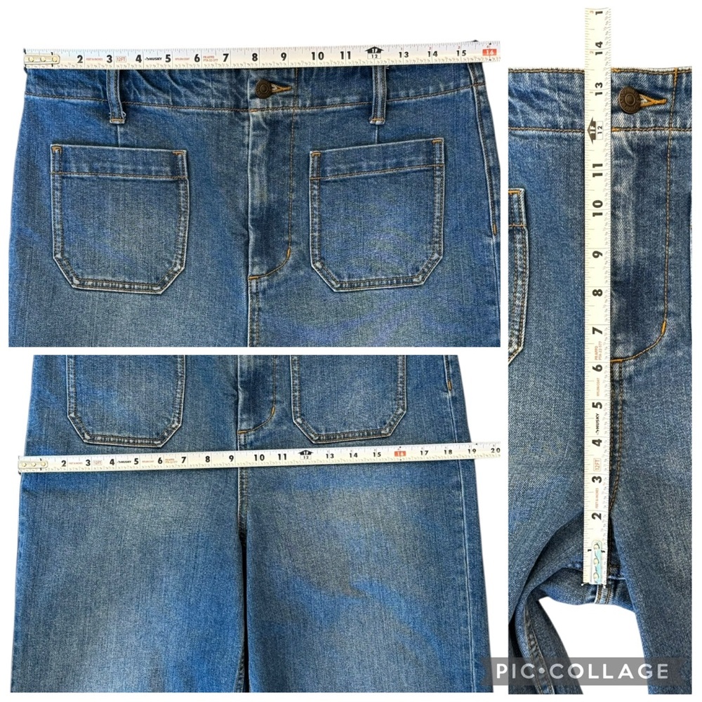 Johnny Was Shuri Cropped Wide Leg Jeans Floral Embroidered Patch Pocket Size 29 - Picture 12 of 16